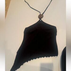 Moda International/Vintage Victoria’s Secret Chic Black Asymmetrical Halter Top